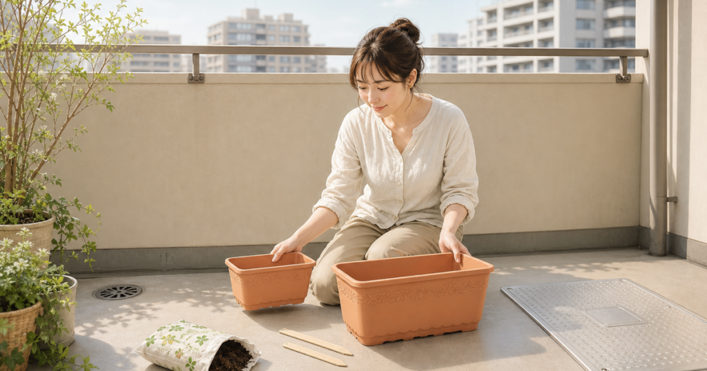 ベランダ用プランターのサイズの選び方｜育てる物と土量で確認